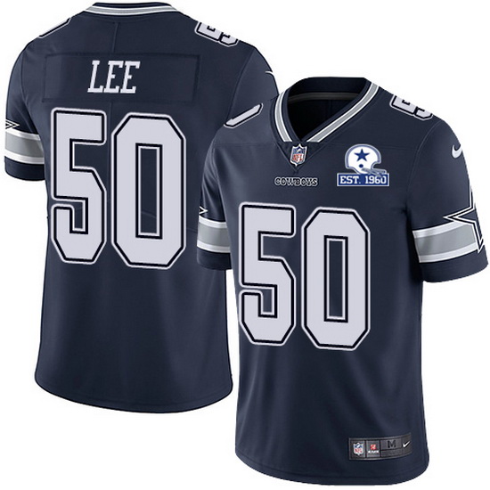 Mens Dallas Cowboys 50 Sean Lee Navy With Est 1960 Patch Limited Stitched NFL Jersey 1 1