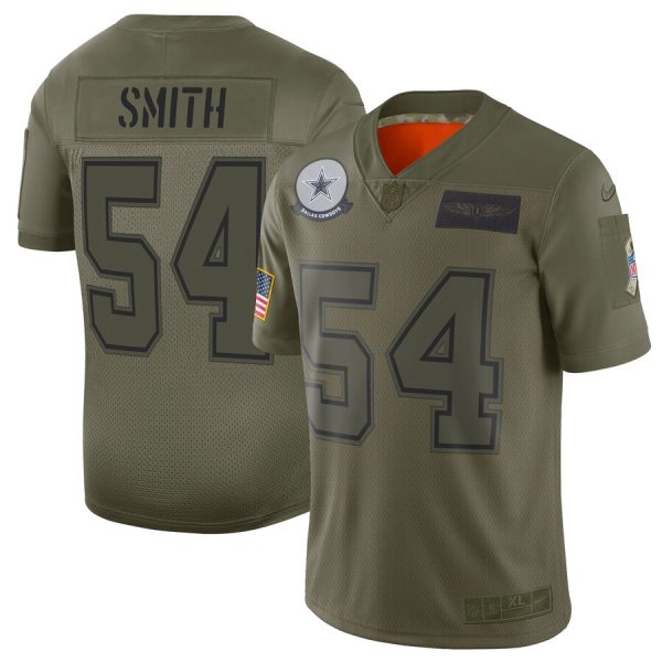 Mens Dallas Cowboys 54 Jaylon Smith 2019 Camo Salute To Service Limited Stitched NFL Jersey 1 1