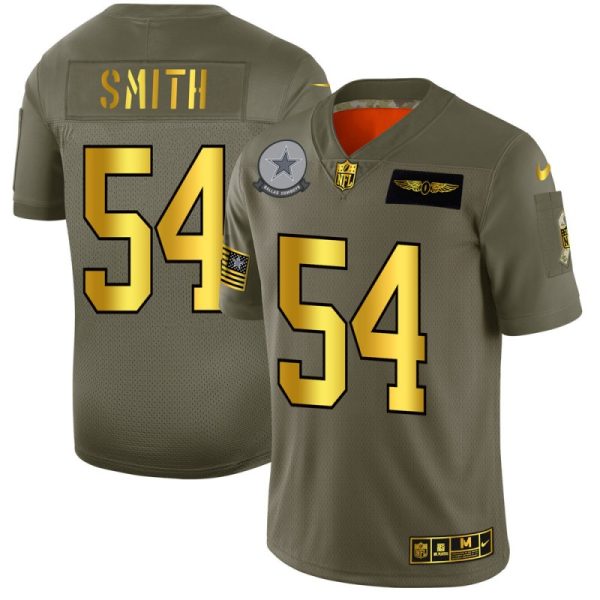 Mens Dallas Cowboys 54 Jaylon Smith 2019 OliveGold Salute To Service Limited Stitched NFL Jersey 1 1