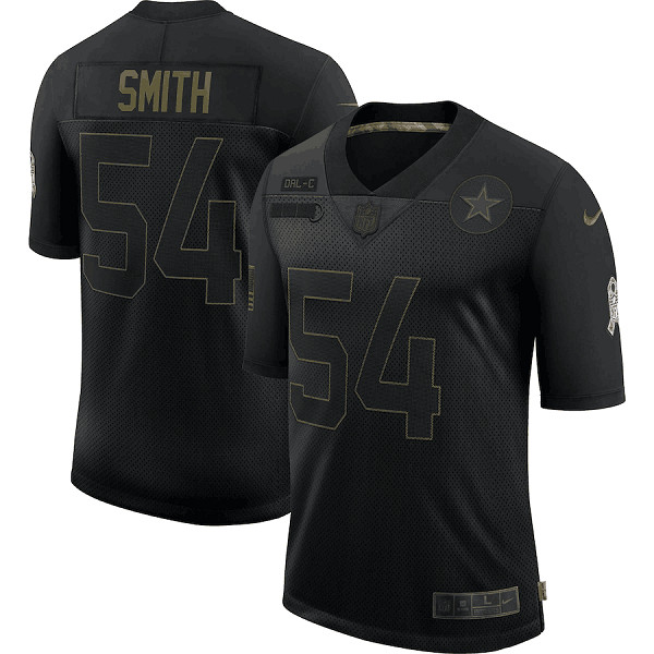 Mens Dallas Cowboys 54 Jaylon Smith 2020 Black Salute To Service Limited Stitched NFL Jersey 1 1