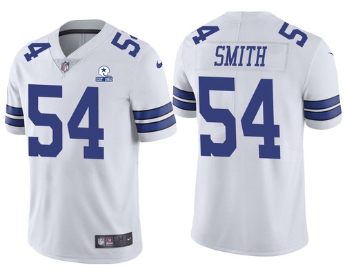 Jaylon Smith 60th Anniversary White Jersey, Men's Dallas Cowboys 54 NFL Limited Jersey