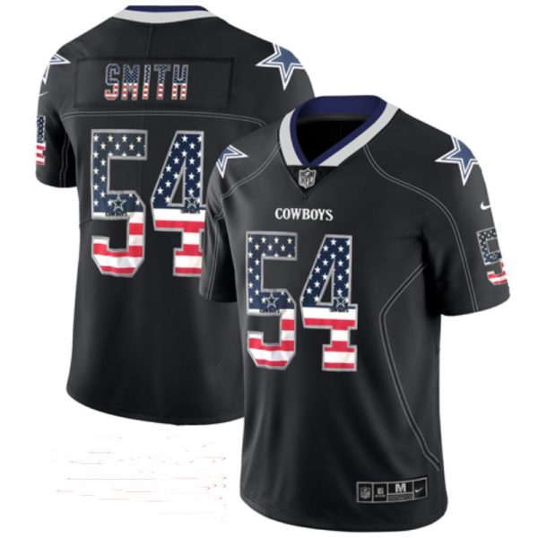 Mens Dallas Cowboys 54 Jaylon Smith Black USA Flag Color Rush Limited Fashion NFL Stitched Jersey 1 1