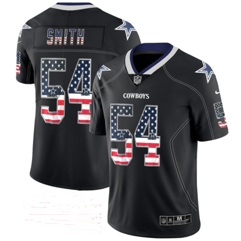 Jaylon Smith Black USA Flag Jersey, Men's Dallas Cowboys 54 NFL Limited Jersey