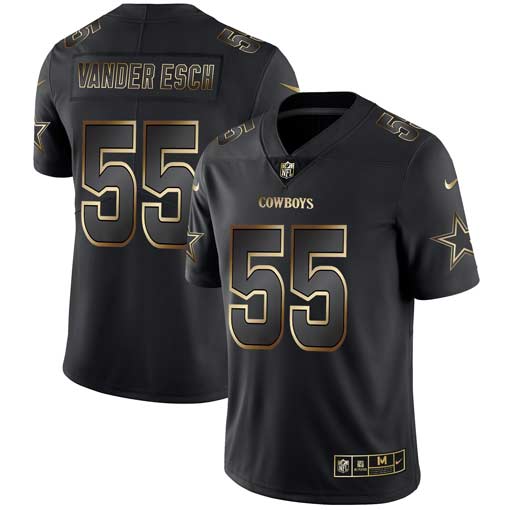 Mens Dallas Cowboys 55 Leighton Vander 2019 Black Gold Edition Stitched NFL Jersey 1 1