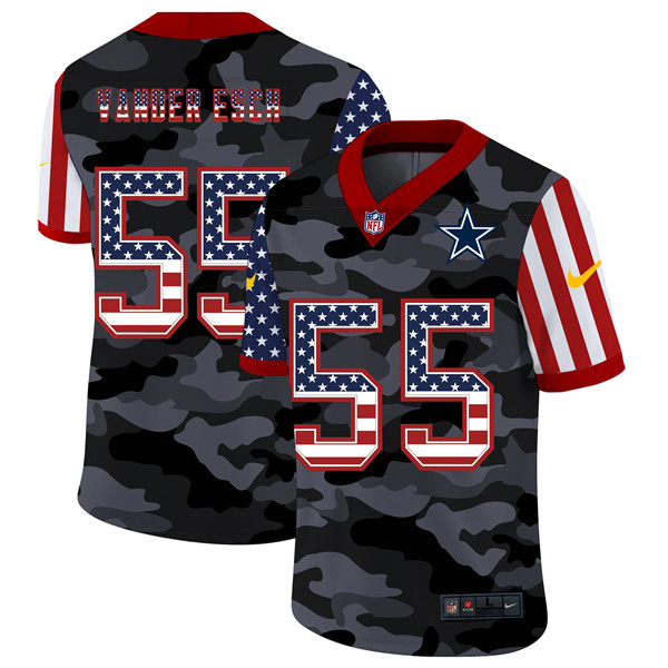 Leighton Vander Esc Dallas Cowboys #55 Camo USA Flag NFL Limited Jerseys