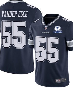 Mens Dallas Cowboys 55 Leighton Vander Esc Navy With Est 1960 Patch Limited Stitched NFL Jersey 1 1