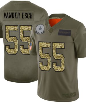 Mens Dallas Cowboys 55 Leighton Vander Esch 2019 OliveCamo Salute To Service Limited Stitched NFL Jersey 1 1