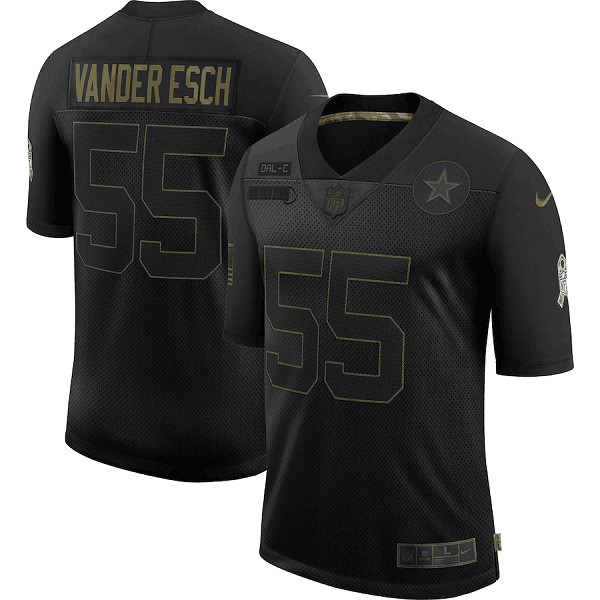 Mens Dallas Cowboys 55 Leighton Vander Esch 2020 Black Salute To Service Limited Stitched NFL Jersey 1 1
