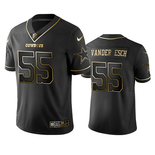 Mens Dallas Cowboys 55 Leighton Vander Esch Black 2019 Golden Edition Stitched NFL Jersey 1 1