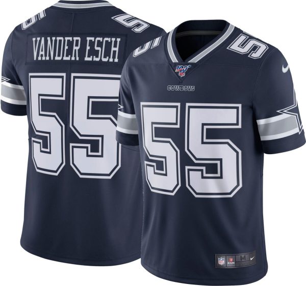 Mens Dallas Cowboys 55 Leighton Vander Esch Navy 2019 100th Season Vapor Untouchable Limited Stitched NFL Jersey 1 1