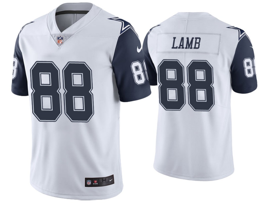 CeeDee Lamb White Color Rush Stitched Jersey, Men's Dallas Cowboys 88 NFL Limited Jersey
