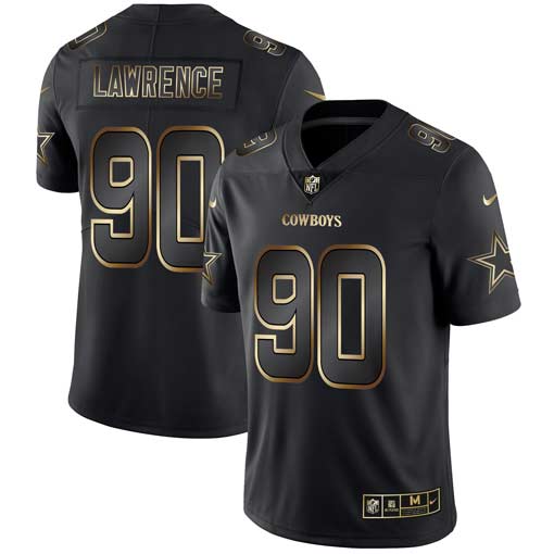 Demarcus Lawrence Black Gold Edition Stitched Jersey, Men's Dallas Cowboys 90 NFL Limted Jersey