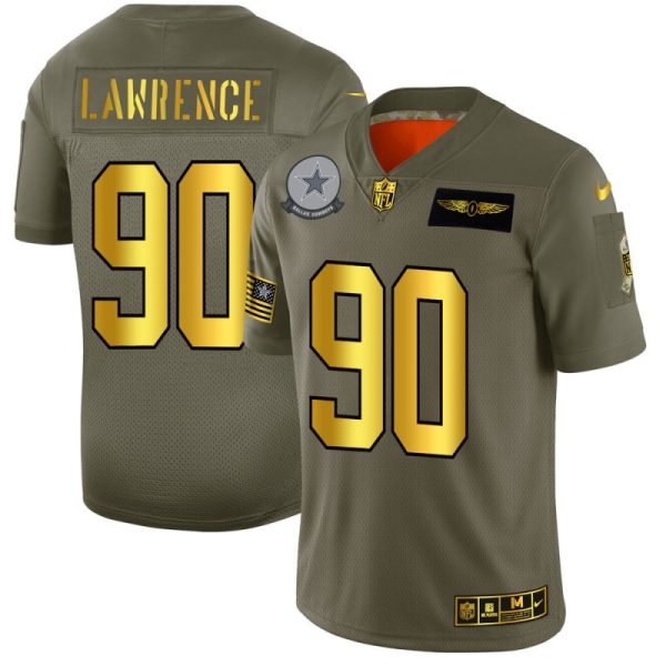 Mens Dallas Cowboys 90 Demarcus Lawrence 2019 OliveGold Salute To Service Limited Stitched NFL Jersey 1 1