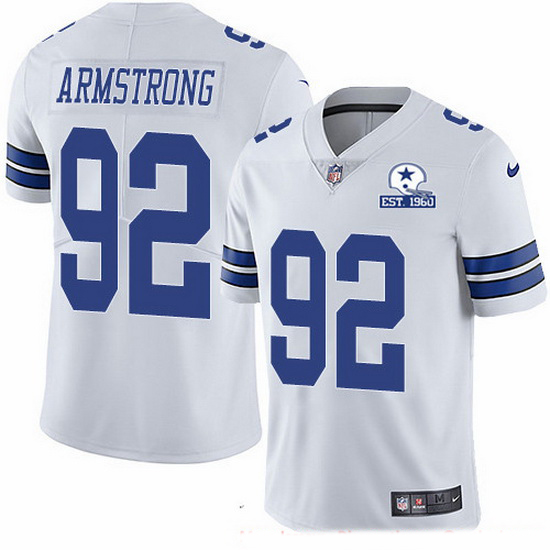 Dorance Armstrong White With Est 1960 Patch Jersey, Men's Dallas Cowboys #92 NFL Limited Jersey