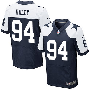 Mens Dallas Cowboys 94 Charles Haley Navy Blue Thanksgiving Retired Player NFL Nike Elite Jersey 1 1