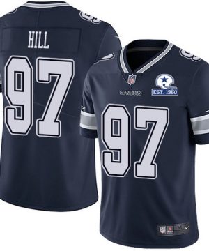 Mens Dallas Cowboys 97 Trysten Hill Navy With Est 1960 Patch Limited Stitched NFL Jersey 1 1