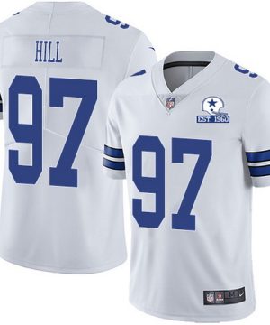 Mens Dallas Cowboys 97 Trysten Hill White With Est 1960 Patch Limited Stitched NFL Jersey 1 1