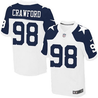 Tyrone Crawford White Thanksgiving Alternate Jersey, Men's Dallas Cowboys 98 NFL Limited Jersey