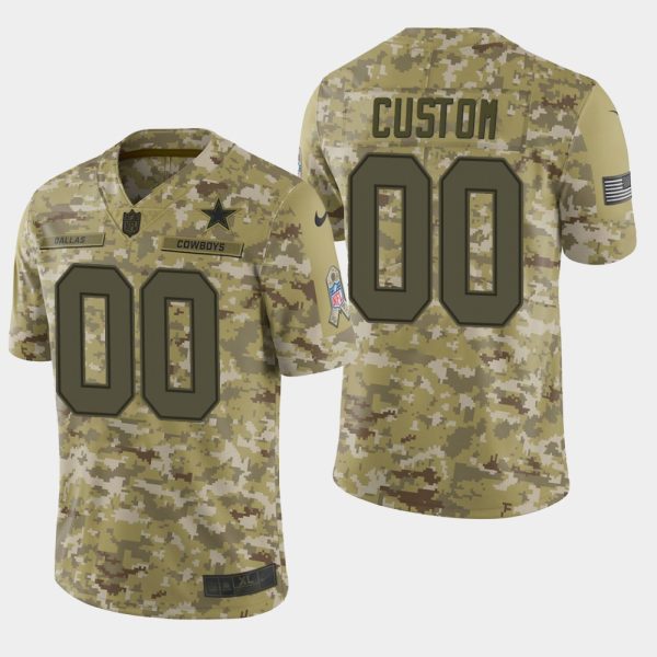 Mens Dallas Cowboys Customized Camo Salute To Service NFL Stitched Limited Jersey 1 1