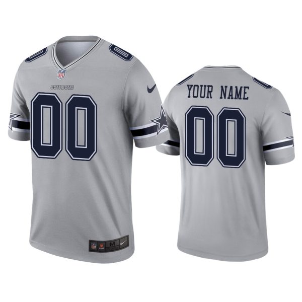 Mens Dallas Cowboys Customized Grey Inverted Legend Limited Stitched NFL Jersey 1 1