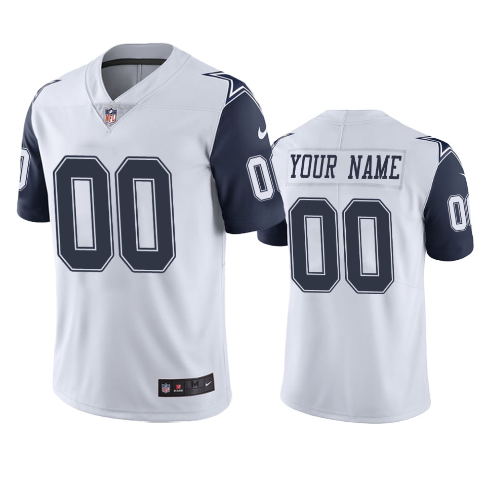 Customized White Team Color Stitched Jersey, Men's Dallas Cowboys NFL Limited Jersey