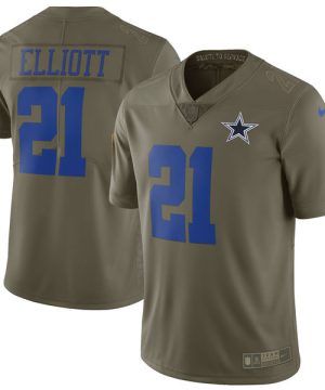 Mens Nike Dallas Cowboys 21 Ezekiel Elliott Olive Salute To Service Limited Stitched NFL Jersey 1 1