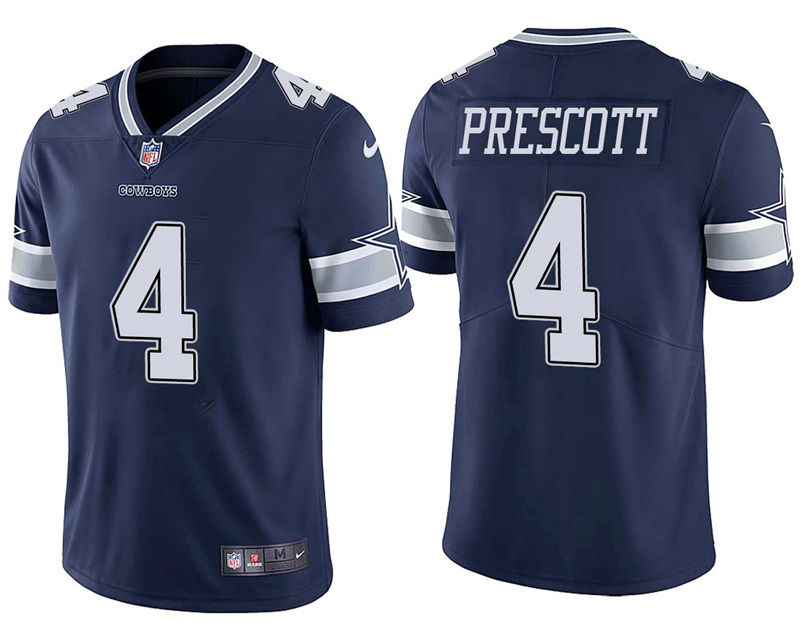 Mens Nike Dallas Cowboys 4 Dak Prescott Navy Blue Team Color Stitched NFL Vapor Untouchable Limited Jersey 1 1