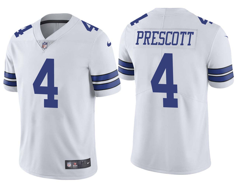 Mens Nike Dallas Cowboys 4 Dak Prescott White Stitched NFL Vapor Untouchable Limited Jersey 1 1
