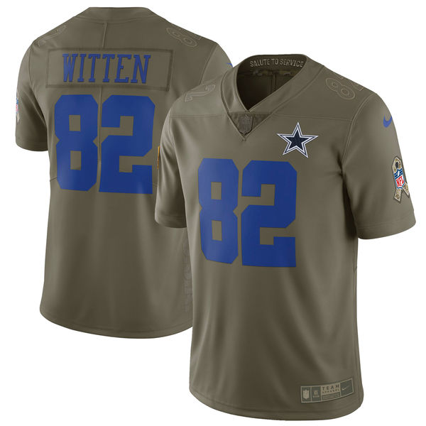 Mens Nike Dallas Cowboys 82 Jason Witten Olive Salute To Service Limited Stitched NFL Jersey 1 1