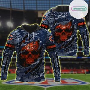 NFL Chicago Bears Skull Lover 3D Hoodie 2