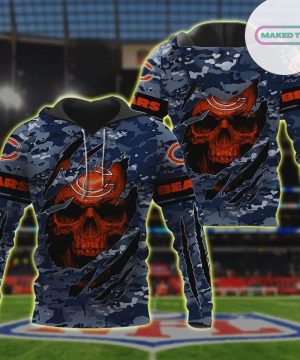 NFL Chicago Bears Skull Lover 3D Hoodie 2