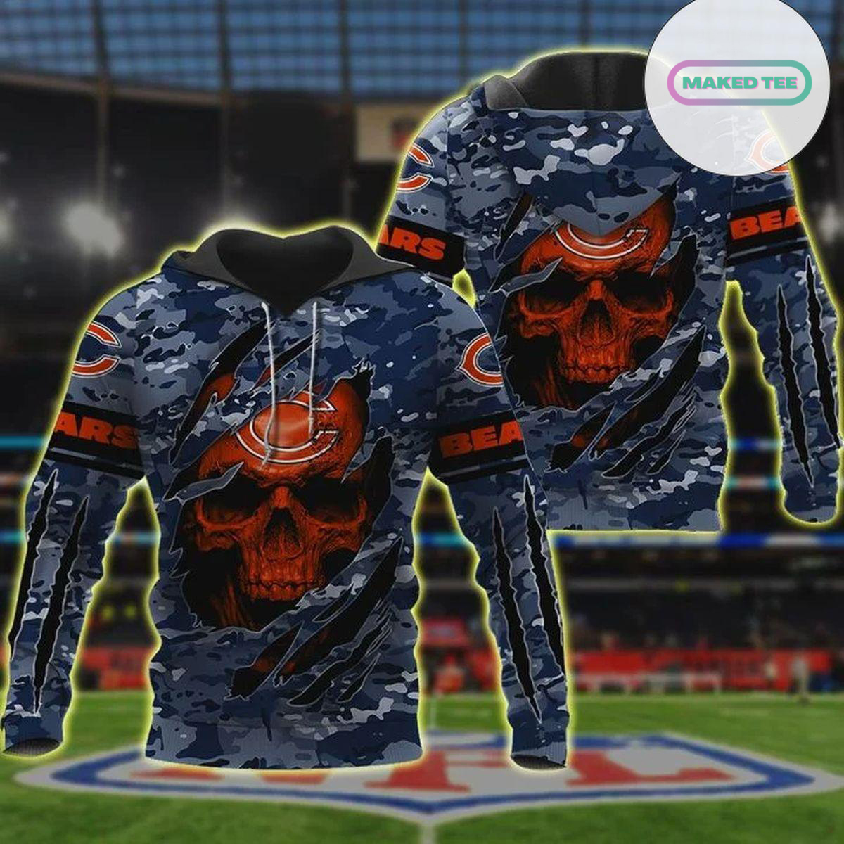 NFL Chicago Bears Skull Lover 3D Hoodie