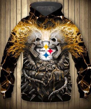 Nfl Pittsburgh Steelers Yellow In Skulls 3D Hoodie