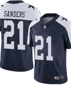 Nike Dallas Cowboys 21 Deion Sanders Navy Blue Thanksgiving Mens Stitched NFL Vapor Untouchable Limited Throwback Jersey 1 1