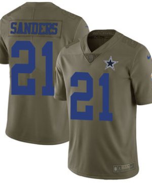 Nike Dallas Cowboys 21 Deion Sanders Olive Mens Stitched NFL Limited 2017 Salute To Service Jersey 1 1