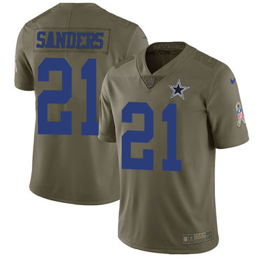 Deion Sanders Olive Stitched Jersey, Men's Dallas Cowboys 21 NFL Limited Jersey