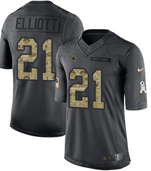 Nike Dallas Cowboys 21 Ezekiel Elliott Black Mens Stitched NFL Limited 2016 Salute To Service Jersey 1 1
