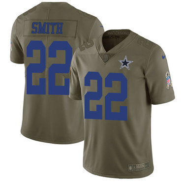 Emmitt Smith Dallas Cowboys #22 Olive NFL Limited Jerseys