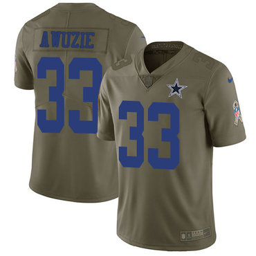 Nike Dallas Cowboys 33 Chidobe Awuzie Olive Mens Stitched NFL Limited 2017 Salute To Service Jersey 1 1