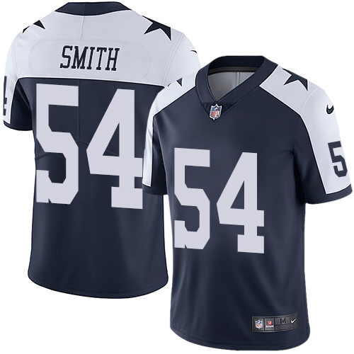 Nike Dallas Cowboys 54 Jaylon Smith Navy Blue Thanksgiving Mens Stitched NFL Vapor Untouchable Limited Throwback Jersey 1 1