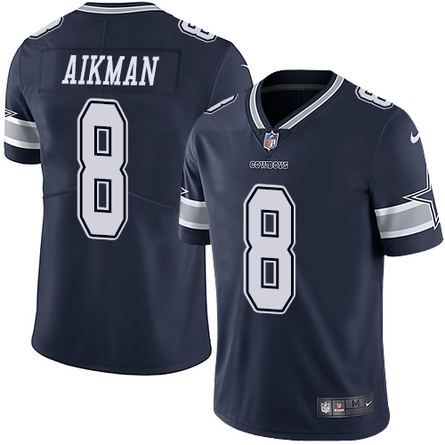 Nike Dallas Cowboys 8 Troy Aikman Navy Blue Team Color Mens Stitched NFL Vapor Untouchable Limited Jersey 1 1