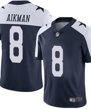 Nike Dallas Cowboys 8 Troy Aikman Navy Blue Thanksgiving Mens Stitched NFL Vapor Untouchable Limited Throwback Jersey 1 1