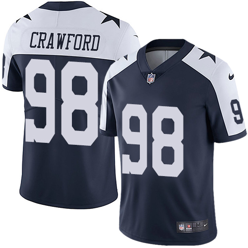 Nike Dallas Cowboys 98 Tyrone Crawford Navy Blue Thanksgiving Mens Stitched NFL Vapor Untouchable Limited Throwback Jersey 1 1