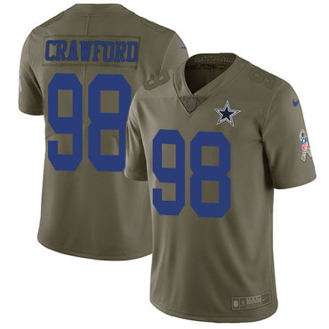 Tyrone Crawford Olive Men's Stitched Jersey, Dallas Cowboys 98 NFL Limited Jersey