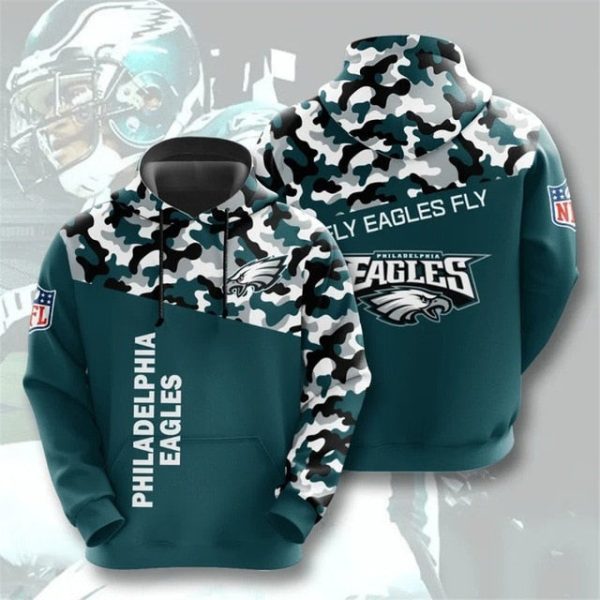 Philadelphia Eagles Camouflage Fly Eagles Fly Super Bowl 3D Pullover Hoodie 1