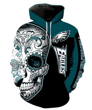 Philadelphia Eagles Football Team Sugar Skull S84 Gift For Fan 3D Hoodie All Over Printed Hoodie 1