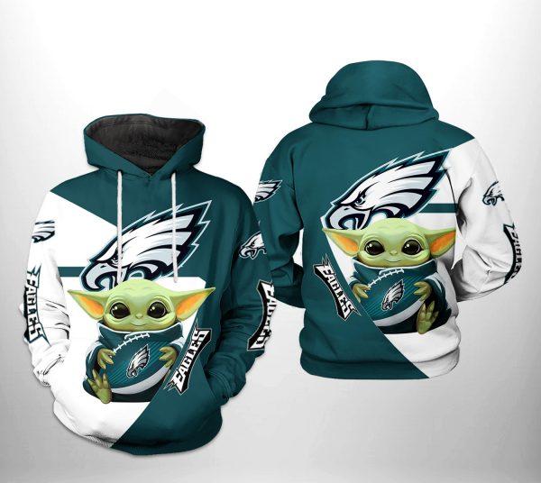 Philadelphia Eagles NFL Baby Yoda Team 3D Hoodie