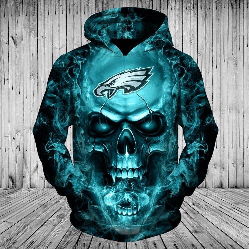 Philadelphia Eagles Neon Skull Hoodie 3D