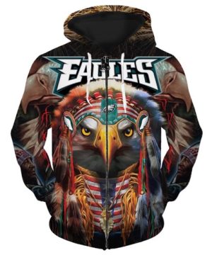 Philadelphia Eagles Patriotic Tribal Eagle Portriat Graphic Philadelphia Eagles Hoodie 3D 1