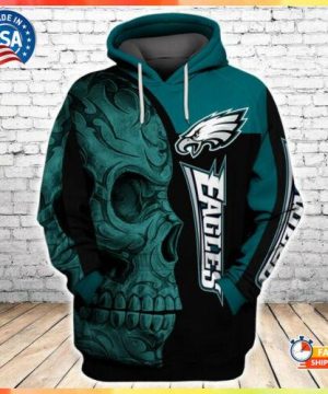 Philadelphia Eagles Skull 3D Hoodie